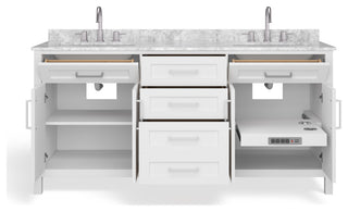 The Oswald Bathroom Vanity, Double Sink, 72', White, Freestanding
