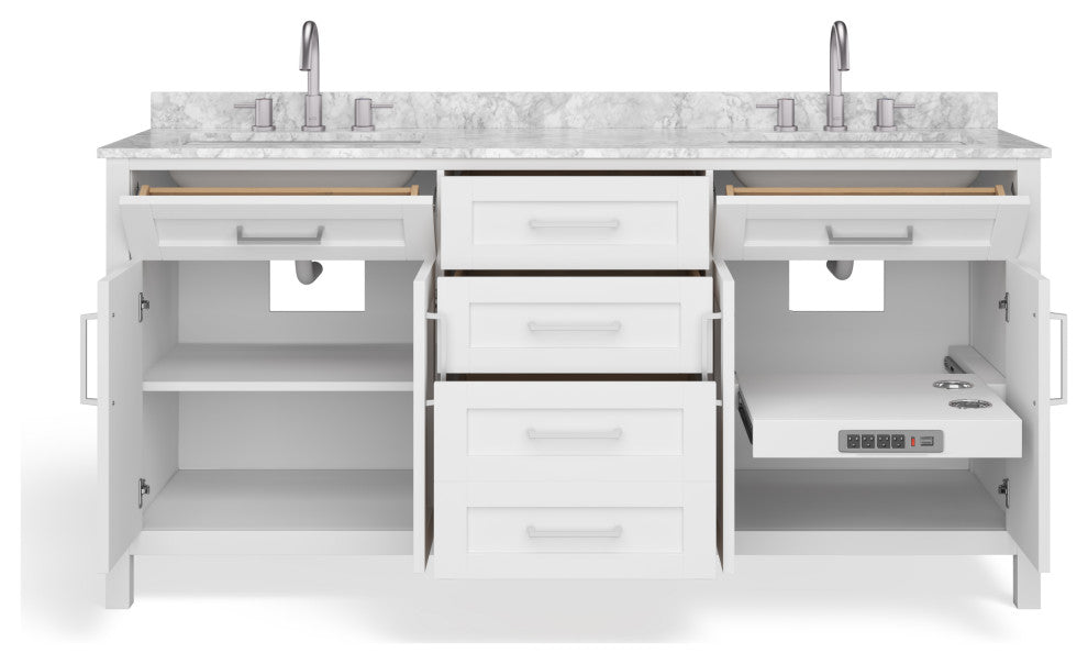 The Oswald Bathroom Vanity, Double Sink, 72', White, Freestanding
