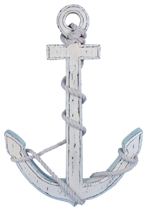 24" Distressed White Wood Anchor