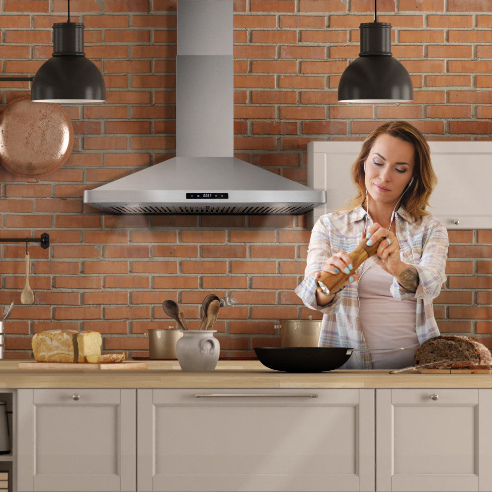 2-Piece Kitchen, 30" Dual Fuel Range and 30" Wall Mount Range Hood