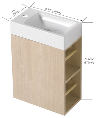 16 Inch Plywood Wall-Mounted Bathroom Vanity Set with  Gel Sink