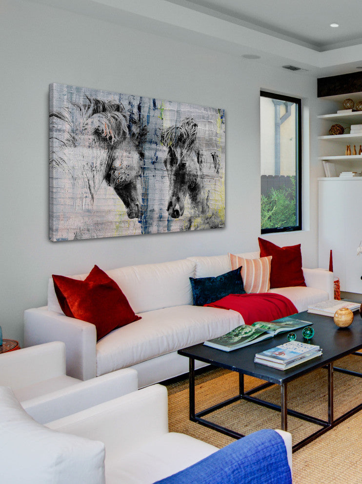 "Facing Horses" Painting Print on Wrapped Canvas, 45"x30"