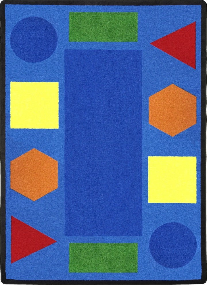 Kid Essentials Rug, Sitting Shapes, Multicolored, 5'4"x7'8", Multicolored, 7'8"x