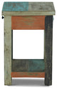 Tracey Boho Handmade Distressed Mango Wood Large Side Table, Multicolored
