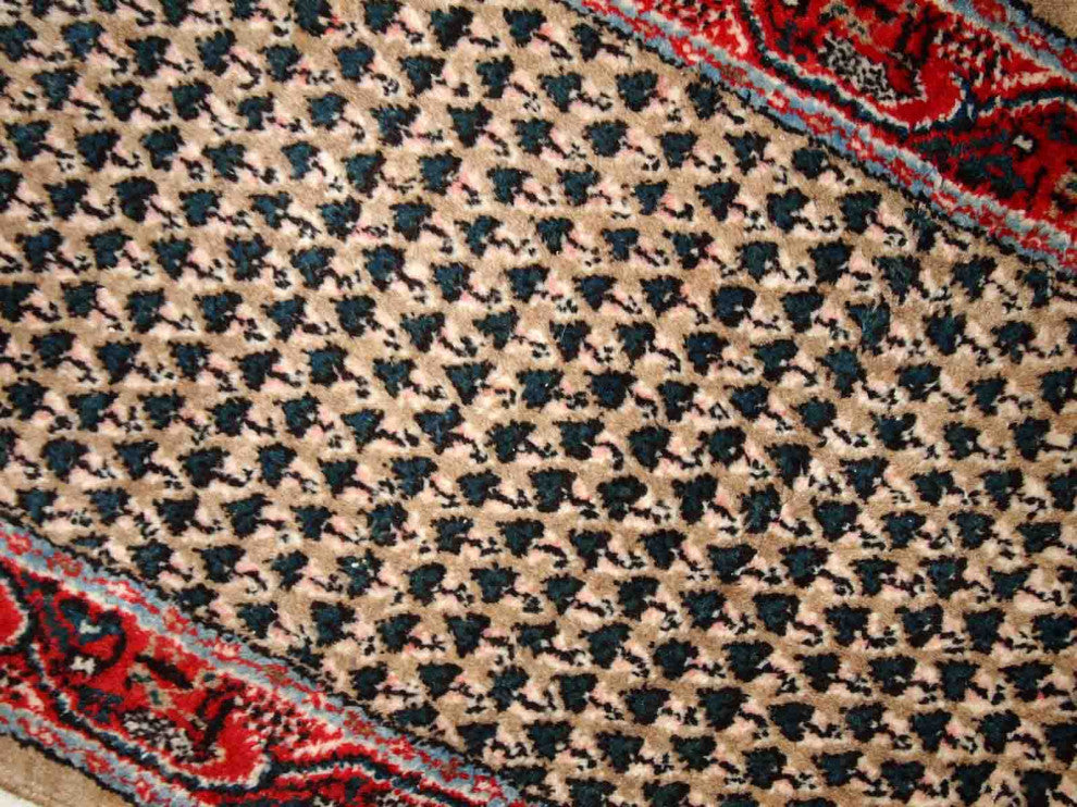 Handmade Vintage Indian Seraband Rug, 2.1'x4.1', 65cmx125cm 1970s