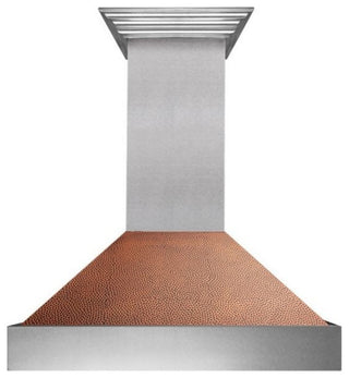 Ducted DuraSnow Stainless Steel Range Hood with Hand-Hammered Copper Shell