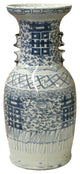 Vintage Chinese Blue White Double Happiness Porcelain Art Vase Hws4401