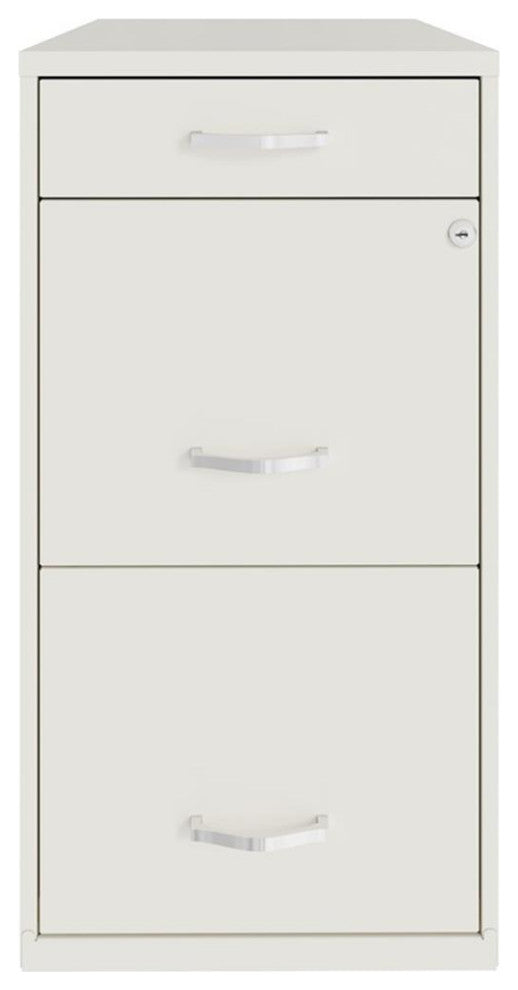 Space Solutions 18in Deep 3 Drawer Metal Organizer File Cabinet Pearl White