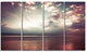 Dark Sunset with Dramatic Sky, Large Seashore Canvas Print, 48"x28", 4 Panels