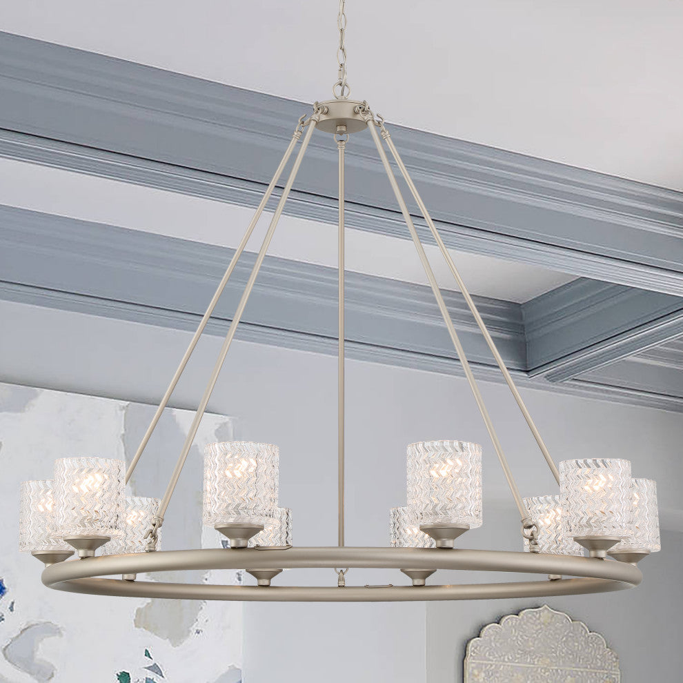 10 Light Crystal Wagon Wheel Candle Style Chandelier