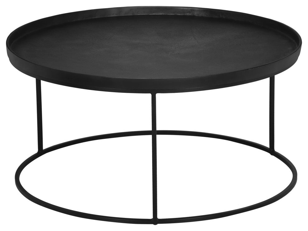 Elements Sana Coffee Table, Antique Zinc Top, Black Frame