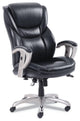 Modern Office Chair, Silver Base With Bonded Leather Seat & Padded Arms, Black