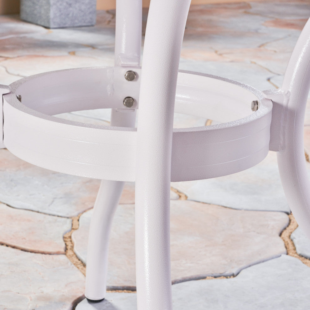 GDF Studio Simon Outdoor Aluminum Round Dining Table, White