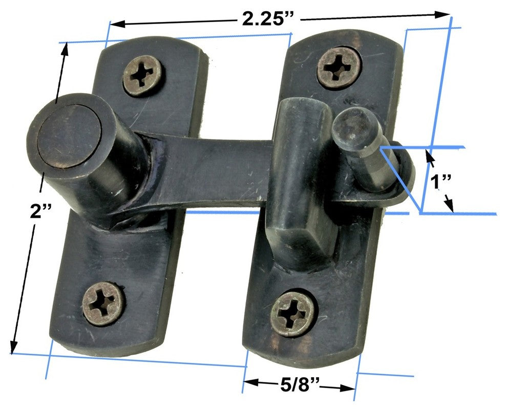 Black Brass Cabinet Flip H Latch 2" H Flush Mount Bronze Locks Renovators Supply