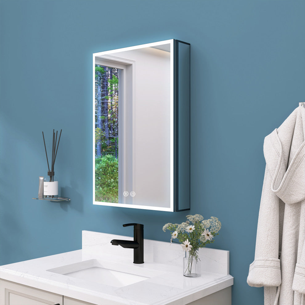 20'' W 30'' H Recessed Frameless Medicine Cabinet Mirror 3 Adjustable