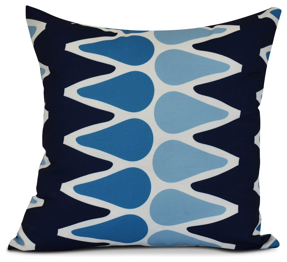 Multi-Colored Picks, Geometric Print Pilow, Navy Blue, 16"x16"