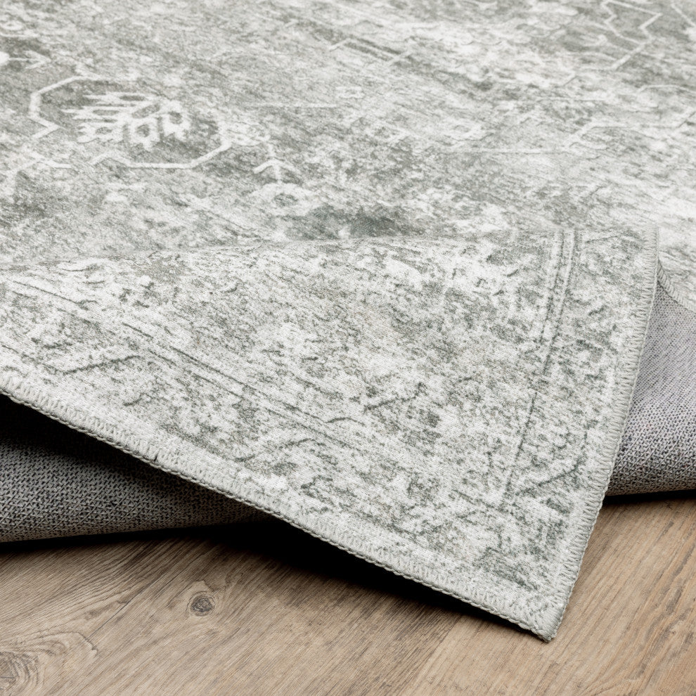 Malibu Mal08 Sage Green/Grey 2'' x 8'' Rug