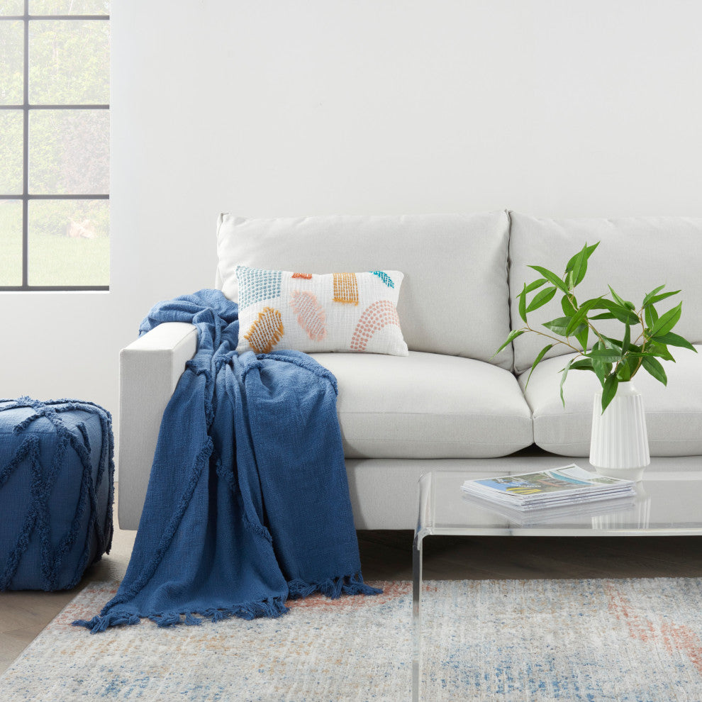 Mina Victory SH018 Throw Blanket, Blue, 50" x 60"