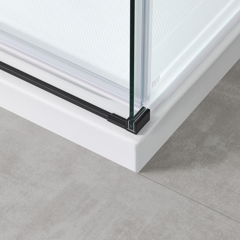 Bel Soft-Close Matte Black 48" Frameless Sliding Soft Close Shower Door