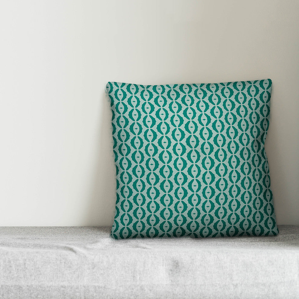 Oval Pattern, Blue Throw Pillow Cover, 18"x18"
