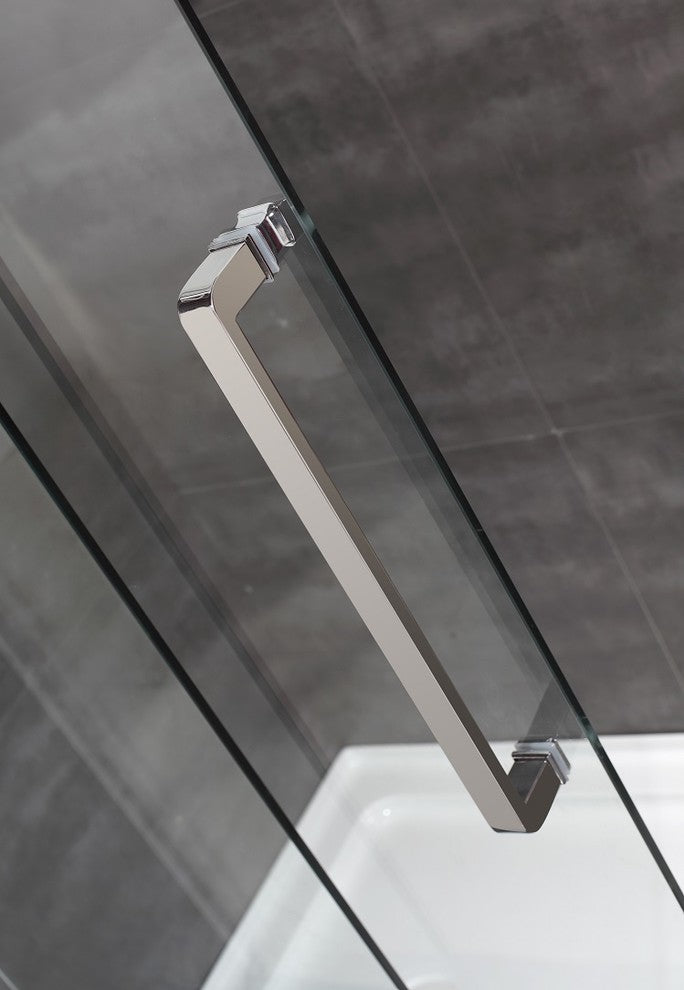 Moselle 60"x77.5" Completely Frameless Sliding Shower Door, Chrome, Center Base