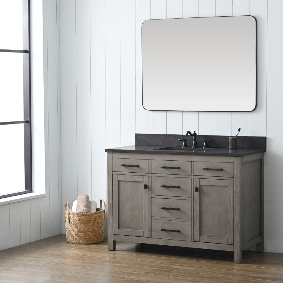 Jasper 48" Bathroom Vanity, Textured Gray, Blue Limestone