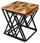 Benzara UPT-271298 2 Piece Nesting End Table Set, Wood Top, Brown and Black