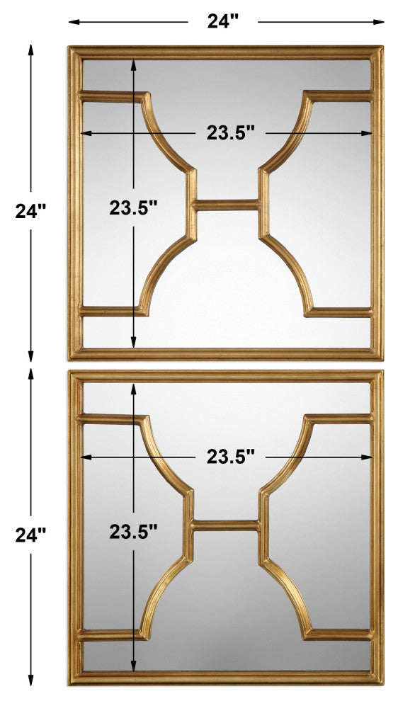 Uttermost Misa Gold Square Mirrors, Set of 2