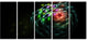 Green 3D Surreal Fractal Design, Abstract Art on Canvas, 60"x28", 5 Panels