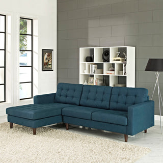 Modway Empress Left-Facing Upholstered Sectional Sofa, Azure