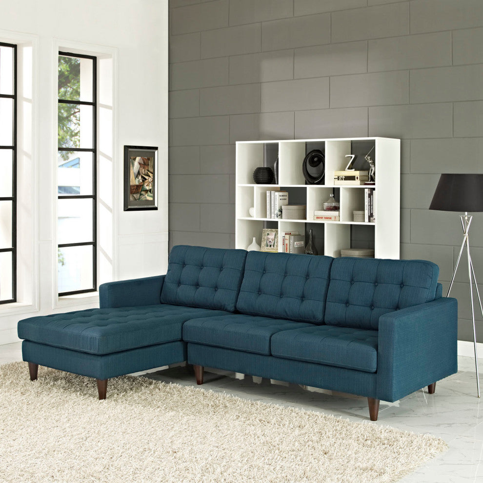 Modway Empress Left-Facing Upholstered Sectional Sofa, Azure