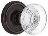 Classic Rosette Privacy Round Clear Crystal Glass Knob, Timeless Bronze