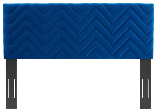 Mercy Chevron Tufted Performance Velvet Twin Headboard, Navy