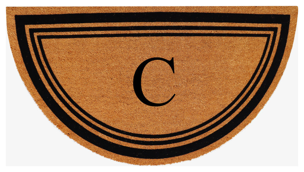 A1HC Natural Coir Flock Monogrammed Door Mat for Front Door, 30x60, C
