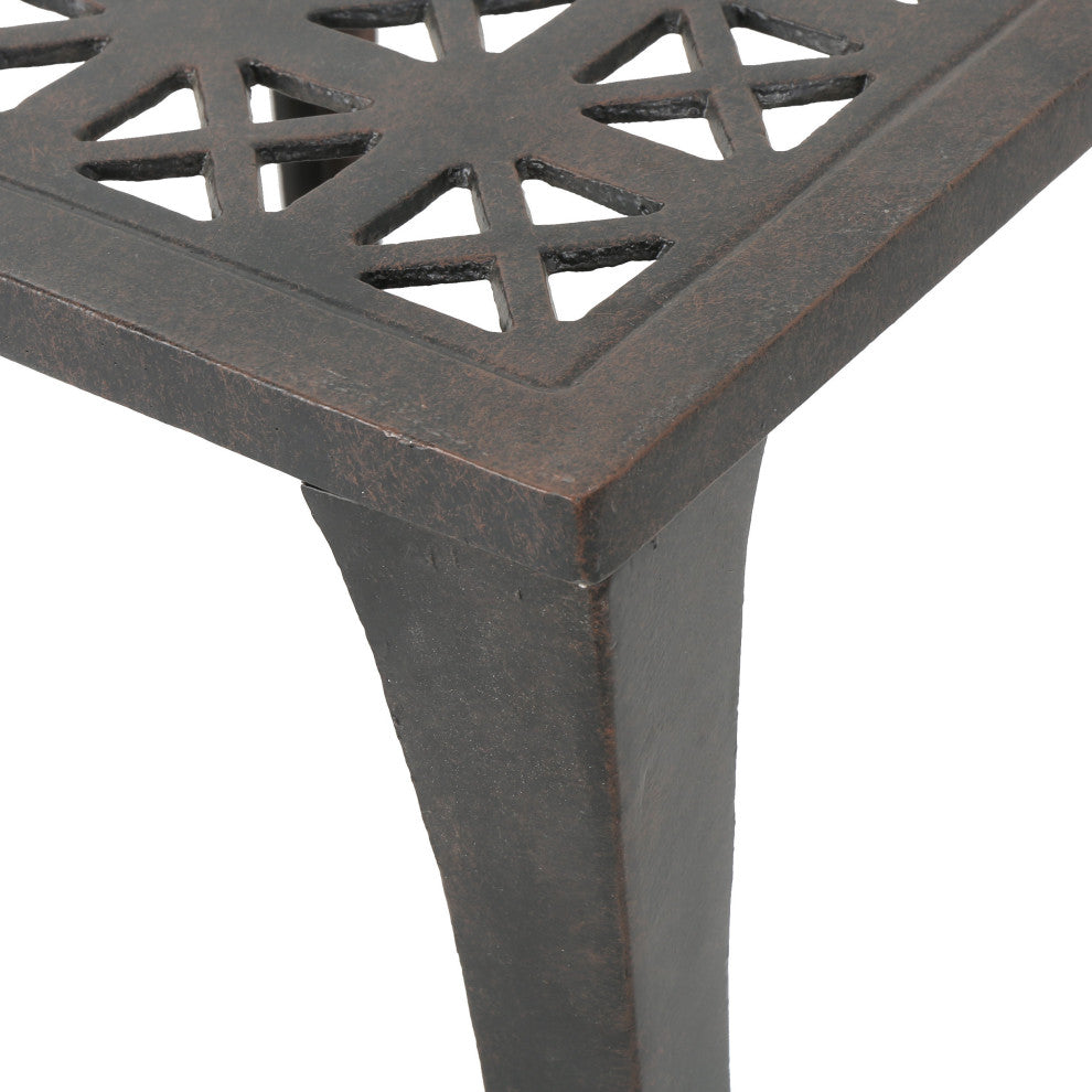 GDF Studio Kata Outdoor 18" Bronze Finished Cast Aluminum Side Table