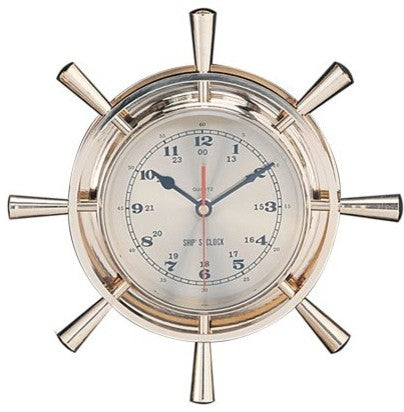 Brass Quartz Ship Wheel Clock