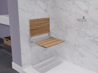 Saxon 17 in. Teak Wall Mounted Folding Shower Seat