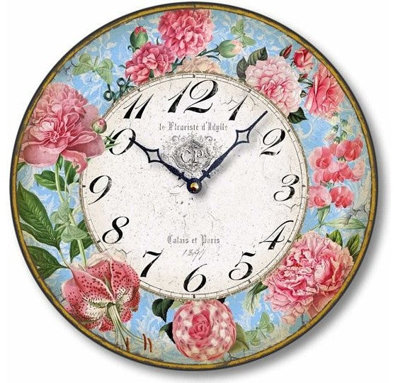 Antique-Style 12  Inch French Floral Wall Clock