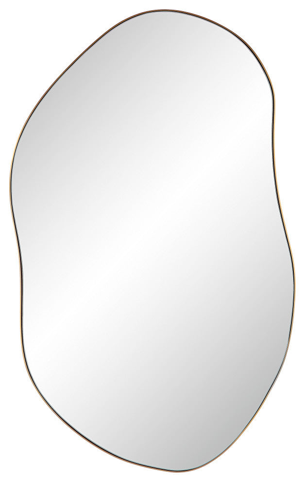 Noria 45" Tall Irregular Rectangular Oval Mirror, Burnished Brass