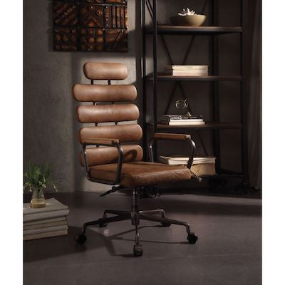 Acme Calan Executive Office Chair, Retro Brown Top Grain Leather