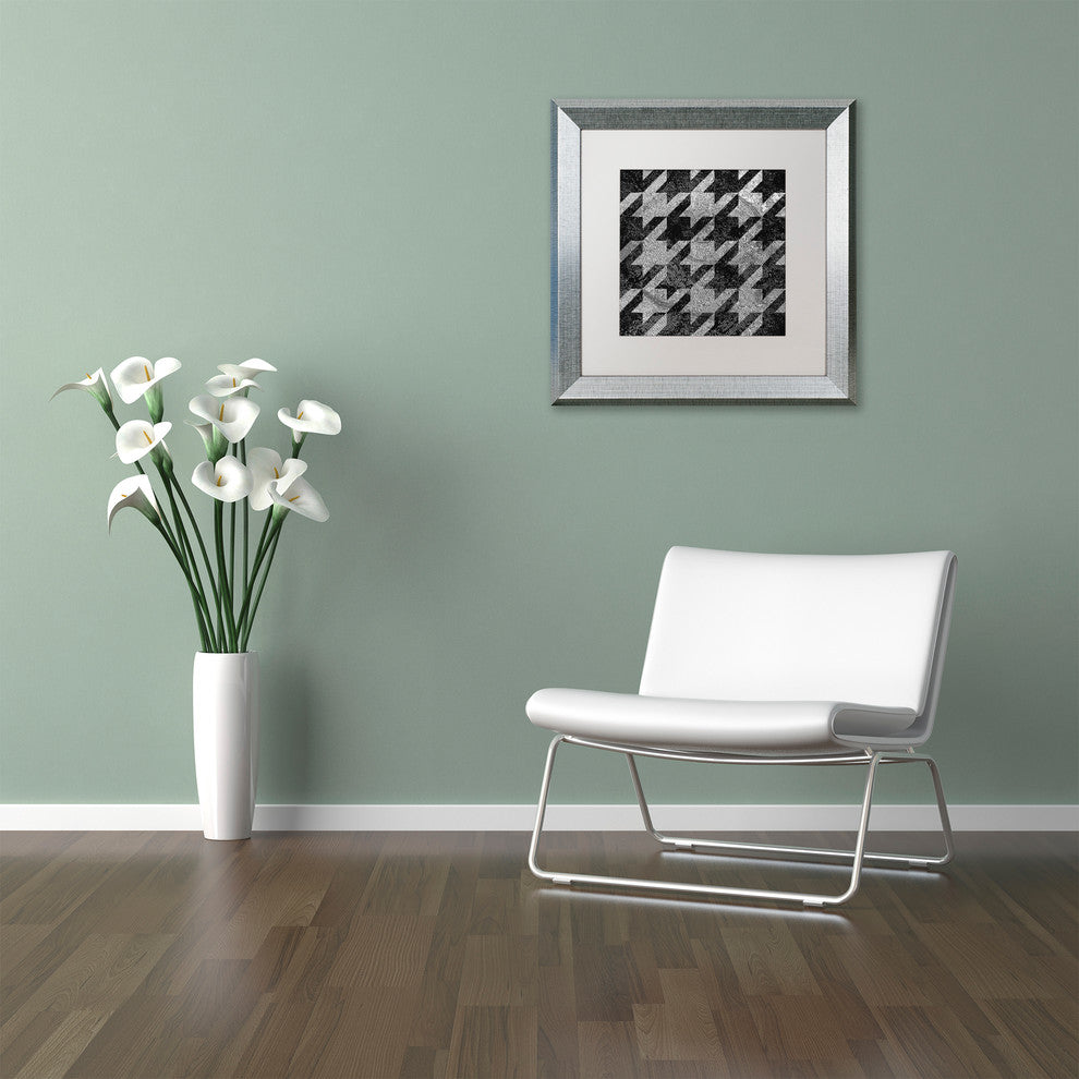 Color Bakery 'Houndstooth VI' Art, Silver Frame, White Matte, 16"x16"