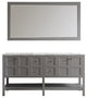Florence 72" Double Vanity, Carrara White Marble Top, Gray, With Mirror