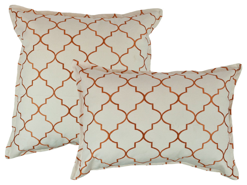 Westbury Embroidered Combo Decorative Pillow, Set Of 2, Orange