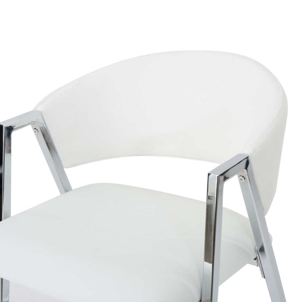 GDF Studio Emily Modern Leather 28.25" Barstool, Set of 2, Ivory