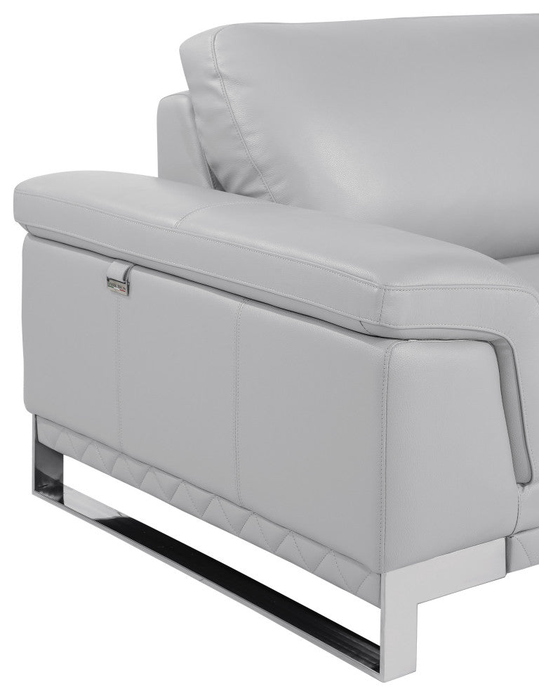 Set of Modern Light Gray Leather Sofa And Loveseat
