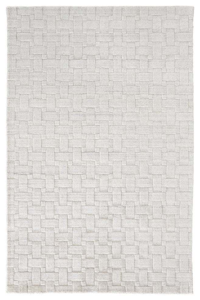 Weave & Wander Tatem Minimal Viscose Rug, White, 3'-6" x 5'-6" Rug