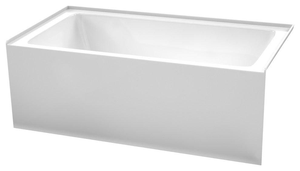 60x32" Alcove Bathtub, White, Right-Hand Drain, Overflow Trim, White