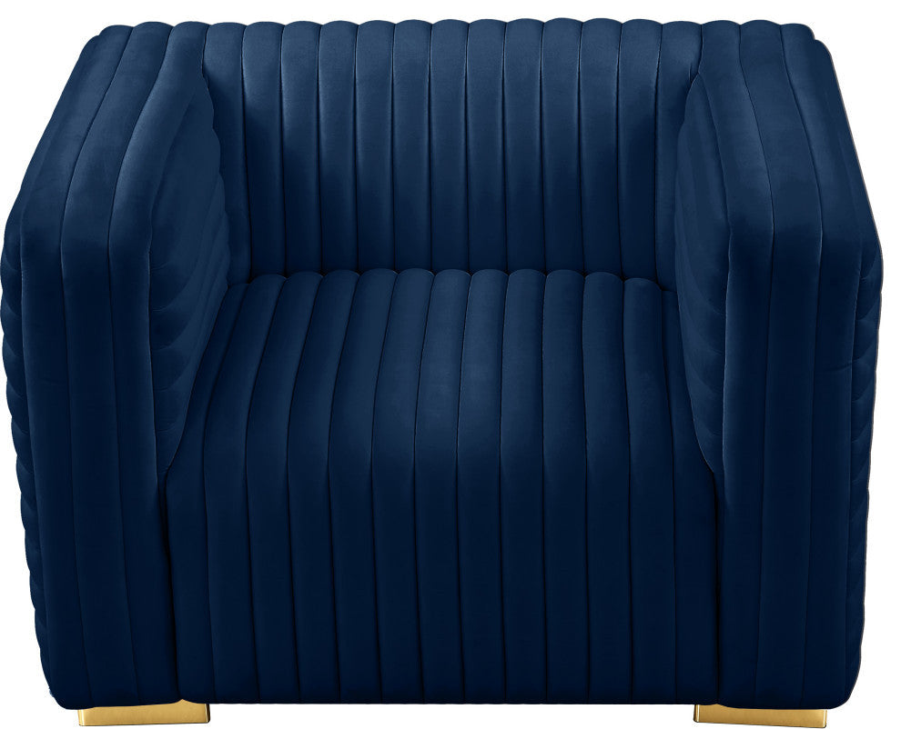 Ravish Velvet Upholstered Chair, Navy, Chair