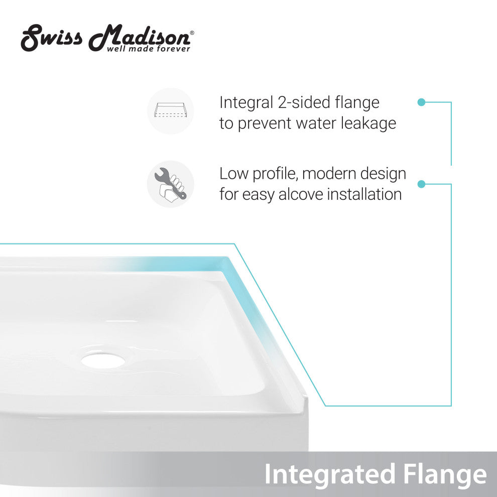 Voltaire 32"x32" Acrylic White, Single-Threshold, Neo-Angle Shower Base