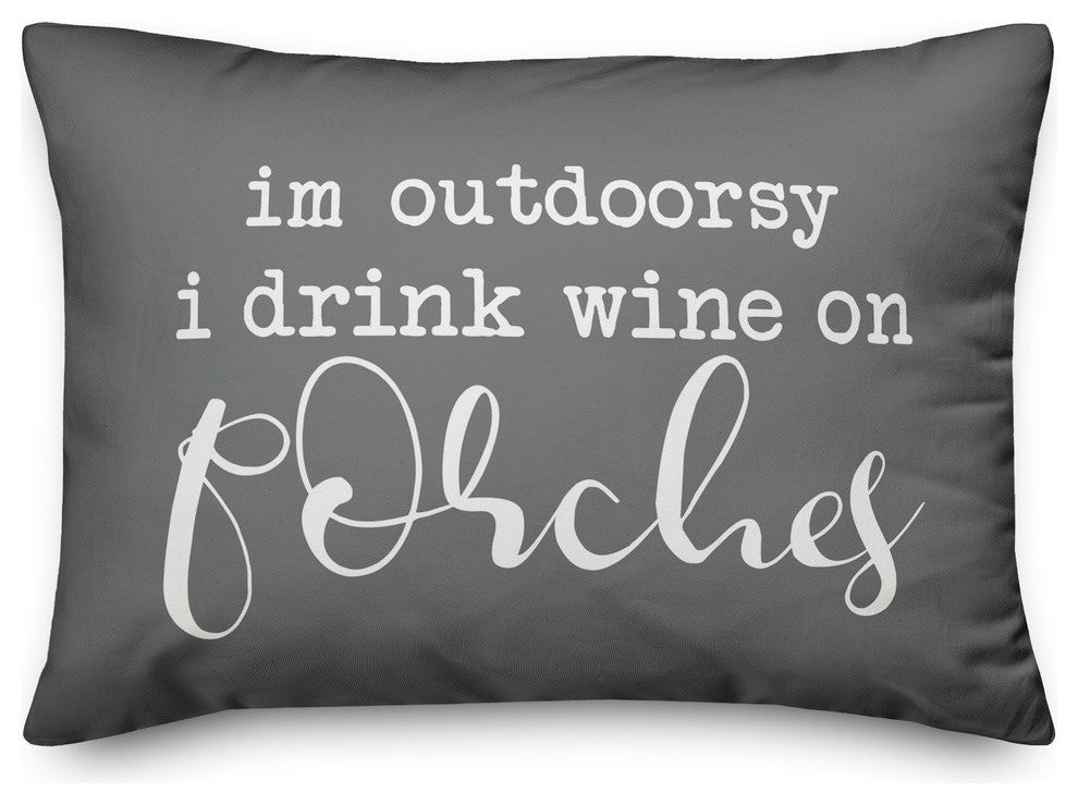 Drink Wine On Porches Outdoor Lumbar Pillow